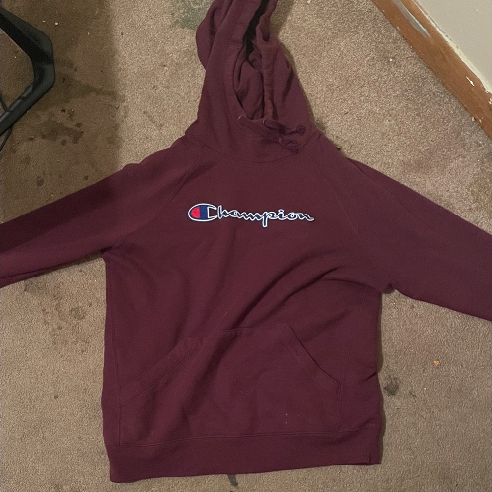 Champion Burgundy Hoodie with Logo